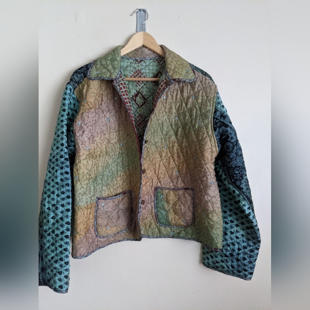 C:eed Silk Quilted Reversible Jacket – Medium – Boho Festival Style